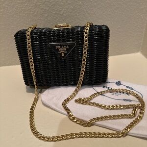 Prada Wicker Box Clutch